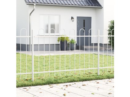 Zahradní plot s obloukovým vrcholem, bílá, 10,2x0,8 m, ocel 3334124