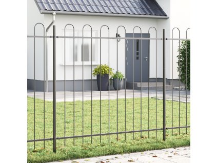 Zahradní plot s obloukovým vrcholem Šedý 11,9x1,5 m Ocel 3334137