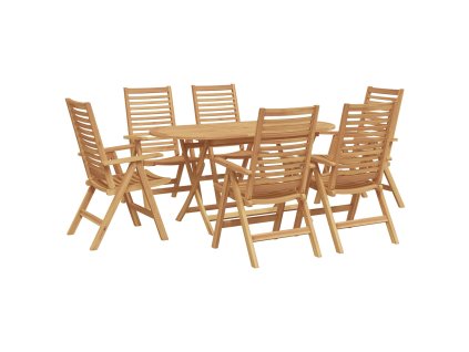 Zahradní jídelní souprava 7 pcs Hnědá Pevné teakové dřevo 3356879