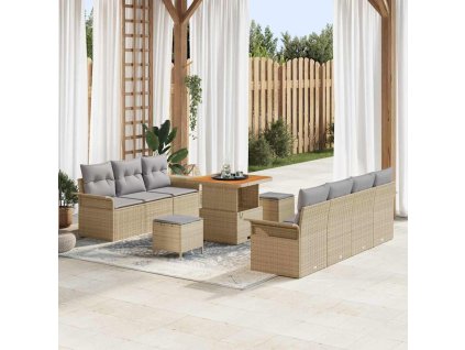 Sada zahradních pohovek 10 pcs Béžová polyratan 3362097