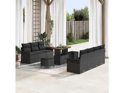 Sada zahradních pohovek 10 pcs Černá polyratan 3362099