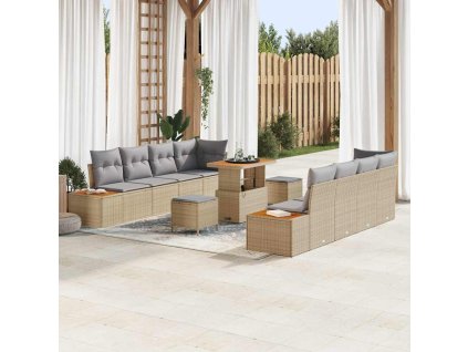 Sada zahradních pohovek 11 pcs Béžová polyratan 3362892