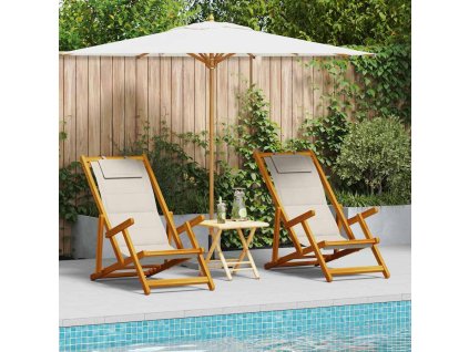 plážová židle s polštářem 2 pcs Hnědá 61.5 x 123 x 82cm 3325142