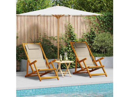 plážová židle s polštářem 2 pcs Hnědá 61.5 x 123 x 82cm 3325144