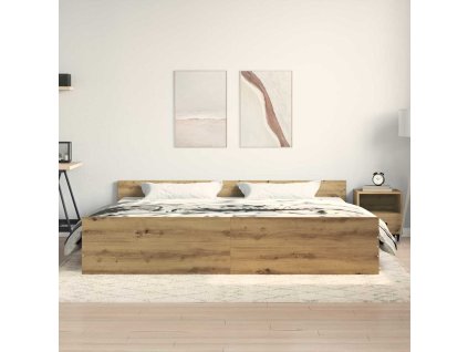 Rám postele Artisanový dub 203 x 203 x 50 cm kompozitní dřevo 3329304