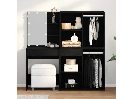 LED Toaletní stolek Set se zásuvkou Černý dub 140 x 40 x 140 cm 3333044