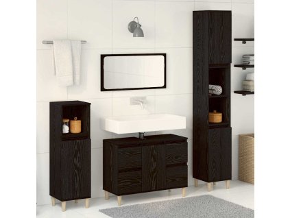 Sada koupelnového nábytku 3 pcs Černá 30 x 30 x 180 cm 3333090