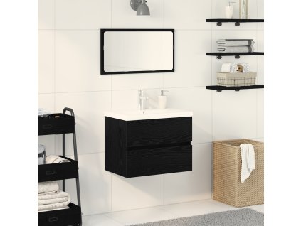 Skříňka pod umyvadlo vidaXL s vestavěným umyvadlem Černý dub Kompozitní dřevo, Skříňka pod umyvadlo vidaXL Černý dub 60x38,5x45 cm Kompozitní dřevo 3333143