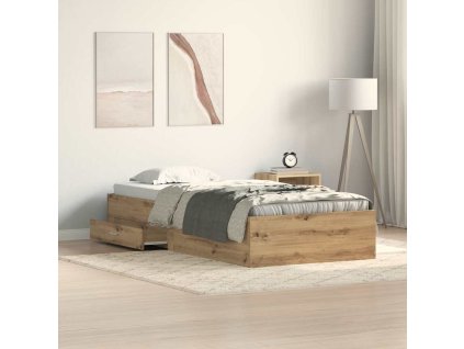 Rám postele Artisanový dub 100 x 200 cm kompozitní dřevo 3333982