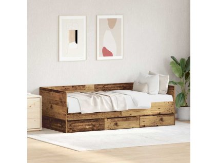 Rám denní postele se zásuvkami s čelo Staré dřevo 90 x 200 cm 3333993