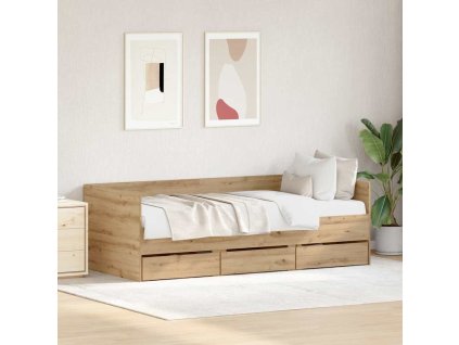 Daybed s čelo Artisanový dub 90 x 190 cm kompozitní dřevo 3333997