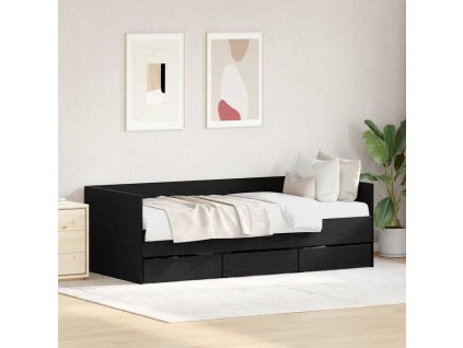 Rám denní postele se zásuvkami s čelo Černý dub 90 x 190 cm 3333998