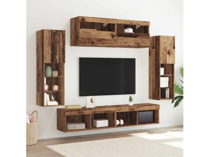 Sestava TV skříněk Nástěnný 6 pcs Staré dřevo Kompozitní dřevo 3334380