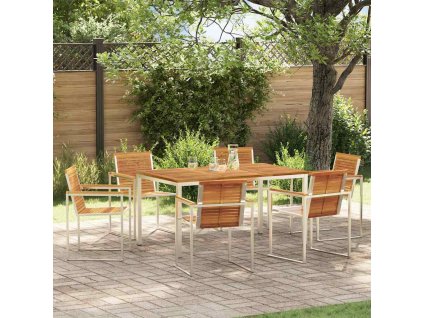 Zahradní jídelní souprava 7 pcs Hnědá Masivní akátové dřevo 3334808