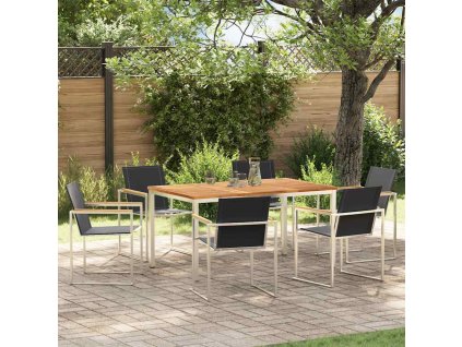 Zahradní jídelní souprava 7 pcs Hnědá Pevné teakové dřevo 3334832