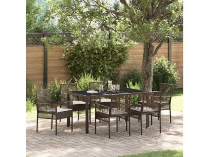 Zahradní jídelní souprava 7 pcs Hnědá polyratan 3334866