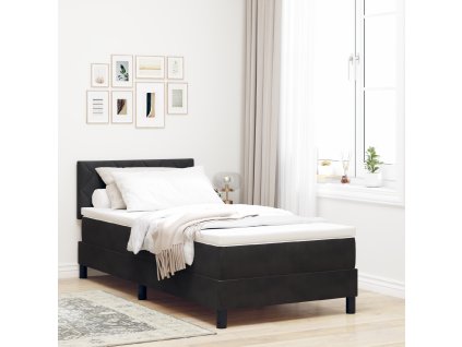 Postel Box Spring s matrací Černá Jednolůžko Samet 3339208
