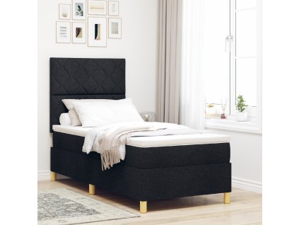 Box Spring Bed s matrací Černá Jednolůžko Látka 3339660