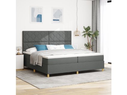 Postel s pružinami a matrací tmavě šedá 200x200 cm tkanina 3339722