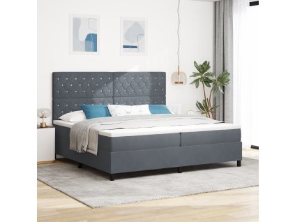 Postel s pružinami a matrací tmavě šedá 200x200 cm samet 3339789