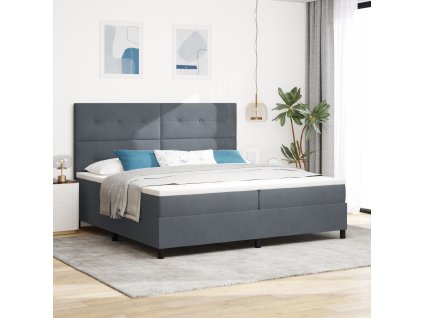 Postel s pružinami a matrací tmavě šedá 200x200 cm samet 3339855