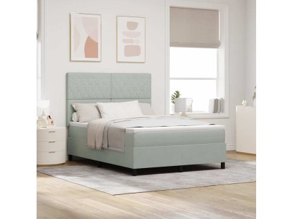 LED box pružinová postel s čelo Světle šedá 140 x 190 cm textil 3343244