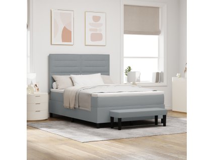 boxspring postel s matrací a lavicí světle šedá 140x190 cm látka 3343988