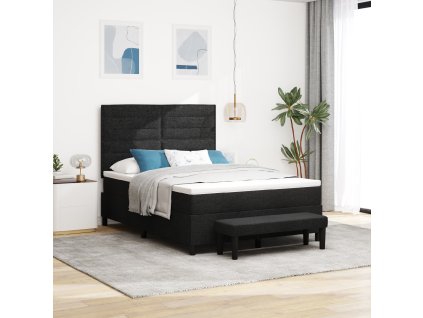 Boxspring postel s matrací a lavičkou černá 140x190 cm látka 3343990