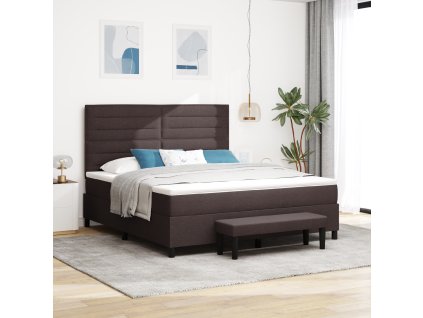 Postel s boxspringem s matrací & lavicí tmavě hnědá 180x200 cm tkanina 3344012