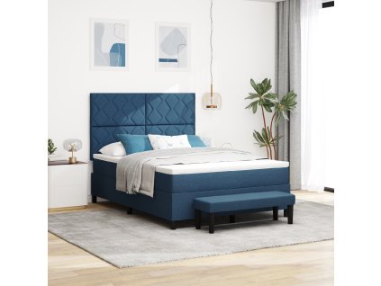 Postel s boxspringem a matrací, modrá, 140x190 cm, tkanina 3344148