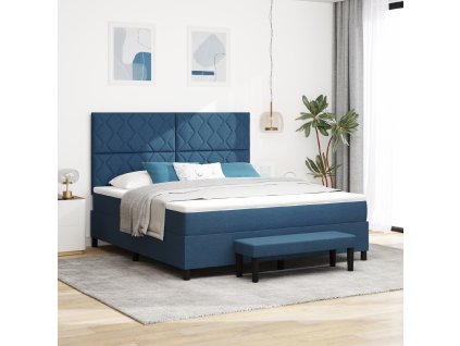Postel s boxspringem s matrací & lavičkou modrá 180x200 cm tkanina 3344169