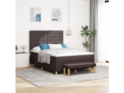 Postel s boxspringem s matrací a lavičkou tmavě hnědá 140x200 cm 3344229