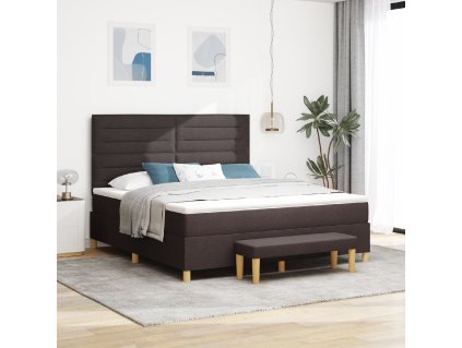 Boxspring postel s matrací a lavicí tmavě hnědá 180x200 cm textilie 3344243