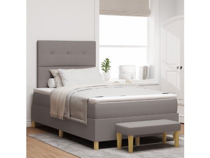 Postel s box springem s matrací a lavicí Taupe 120x190 cm Tkanina 3344286