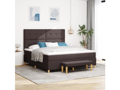 Boxspring postel s matrací a lavicí tmavě hnědá 180x200 cm textil 3344320