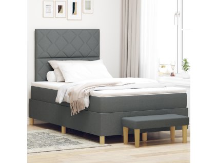 Box Spring Bed s matrací a lavicí tmavě šedá 120x190 cm tkanina 3344360