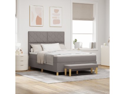 Boxspring postel s matrací a lavicí Taupe 140x190 cm Látka 3344377