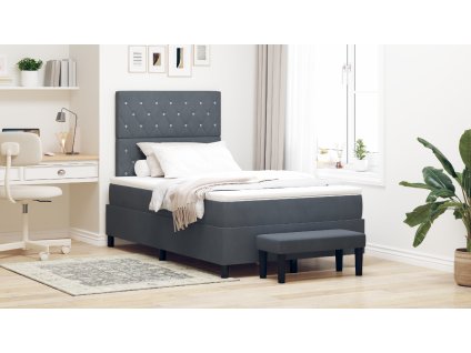 Boxspring postel s matrací & lavičkou Tmavě šedá 120x200 cm Samet 3344439