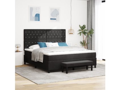 Postel s boxspringem s matrací & lavičkou černá 180x200 cm samet 3344464
