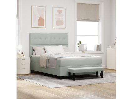 Boxspring postel s matrací a lavicí světle šedá 140x200 cm samet 3344516
