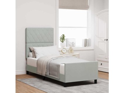 Postel s boxspringem s čelo Světle šedá 80 x 200 cm samet 3344837