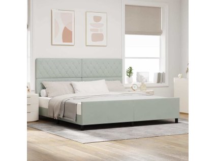 Postel s boxspringem s čelo Světle šedá 200 x 200 cm samet 3344897