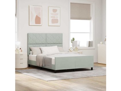 Postel s boxspringem s čelo Světle šedá 140 x 190 cm samet 3345005