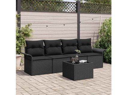 Set pohovek s polštářem 5 pcs Černá polyratan 3345233