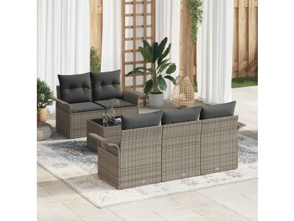 Set pohovek s polštářem 6 pcs Šedá polyratan 3345239