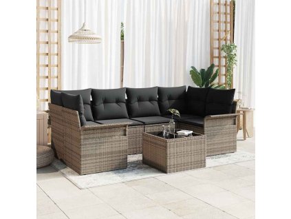 Sada zahradních pohovek 7 pcs Šedá Poly ratan 3345259
