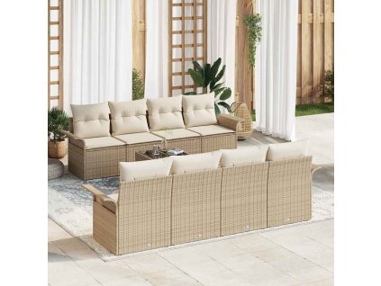 Sada zahradních pohovek 9 pcs Béžová Poly ratan 3345291