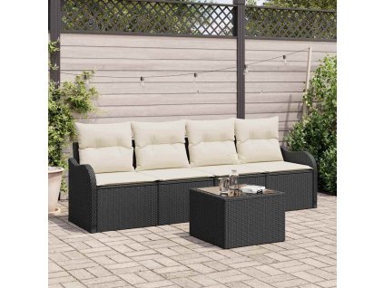 Sada zahradních pohovek Černá polyratan 3345567