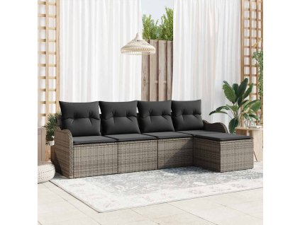 Sada zahradních pohovek Šedá polyratan 3345659