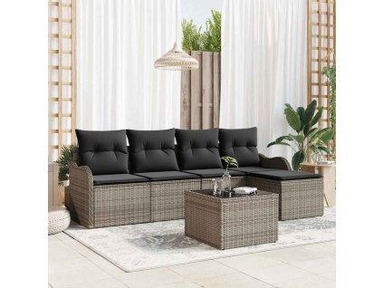 Sada zahradních pohovek 6 pcs Šedá polyratan 3345669